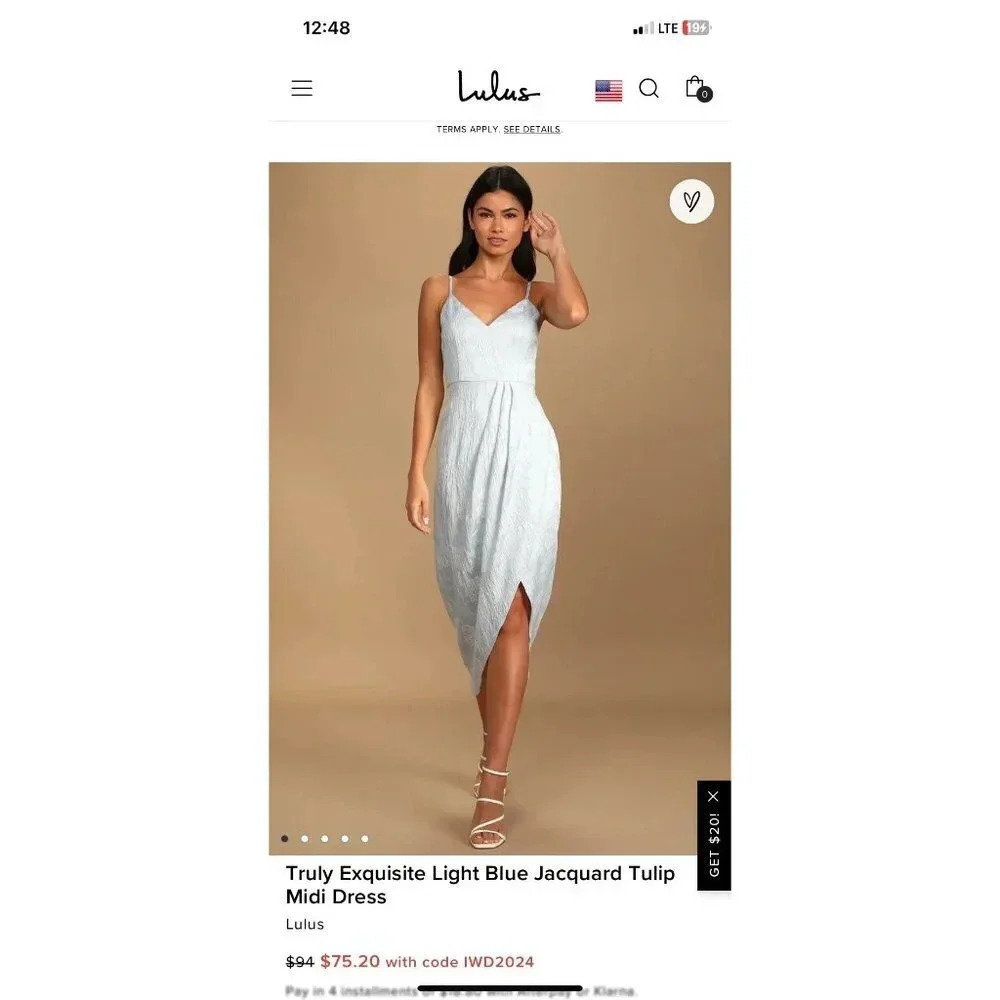 Lulu's Truly Exquisite Light Blue Jacquard Tulip Midi Dress Size Medium NWT - Picture 2 of 13